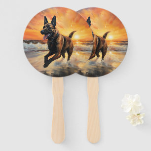 Sandy Paws Belgischer Malinois Hund auf Beach Suns Fächer
