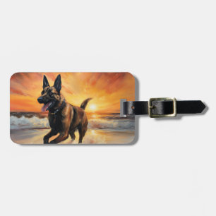 Sandy Paws Belgischer Malinois Hund auf Beach Suns Gepäckanhänger