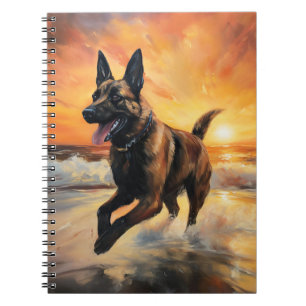 Sandy Paws Belgischer Malinois Hund auf Beach Suns Notizblock