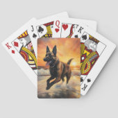 Sandy Paws Belgischer Malinois Hund auf Beach Suns Spielkarten (Rückseite)