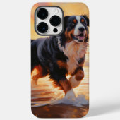 Sandy Paws Bernese Mountain Dog on Beach Sunset Case-Mate iPhone Hülle (Rückseite)