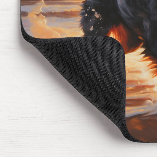 Sandy Paws Bernese Mountain Dog on Beach Sunset Mousepad (Ecke)