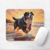 Sandy Paws Bernese Mountain Dog on Beach Sunset Mousepad (Mit Mouse)