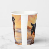 Sandy Paws Bernese Mountain Dog on Beach Sunset Pappbecher (Links)