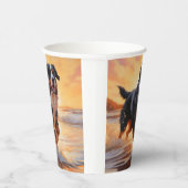 Sandy Paws Bernese Mountain Dog on Beach Sunset Pappbecher (Rechts)
