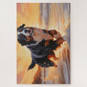 Sandy Paws Bernese Mountain Dog on Beach Sunset Puzzle (Vertikal)