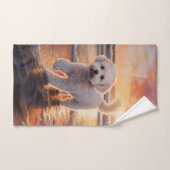 Sandy Paws Bichon Frise Dog on Beach Sunset Badhandtuch Set (Handtuch)