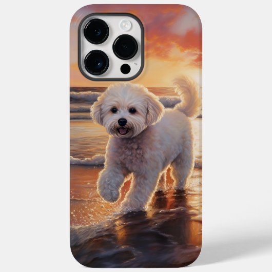 Sandy Paws Bichon Frise Dog on Beach Sunset Case-Mate iPhone Hülle (Rückseite)
