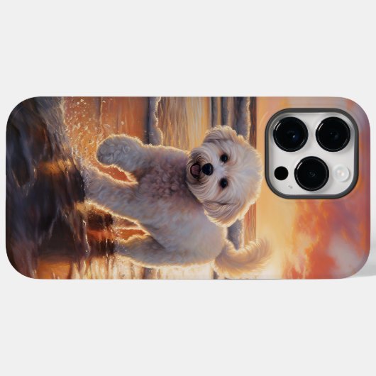 Sandy Paws Bichon Frise Dog on Beach Sunset Case-Mate iPhone Hülle (Rückseite (Horizontal))