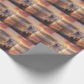Sandy Paws Bichon Frise Dog on Beach Sunset Geschenkpapier (Ecke)