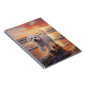 Sandy Paws Bichon Frise Dog on Beach Sunset Notizblock (Rechte Seite)