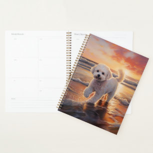 Sandy Paws Bichon Frise Hund am Strand Sonnenunter Planer