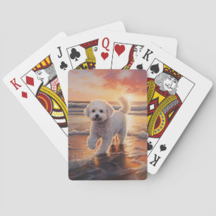 Sandy Paws Bichon Frise Hund am Strand Sonnenunter Spielkarten