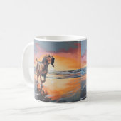 Sandy Paws Bloodhound Dog on Beach Sunset Kaffeetasse (Vorderseite Links)