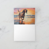 Sandy Paws Bloodhound Dog on Beach Sunset Karte (Innenseite)
