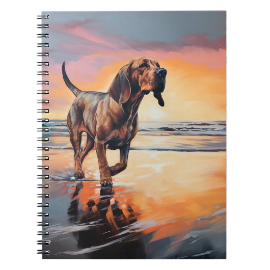 Sandy Paws Bloodhound Dog on Beach Sunset Notizblock (Vorderseite)