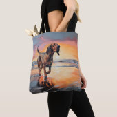 Sandy Paws Bloodhound Dog on Beach Sunset Tasche (Von Nahem)