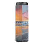 Sandy Paws Bloodhound Dog on Beach Sunset Thermosbecher (Rückseite)