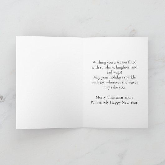 Sandy Paws & Christmas Cheer - Yorkie am Strand Karte (Innenseite)