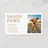 Sandy Paws Dog Walking Pet Fotografie wachsen Visitenkarte (Vorderseite)