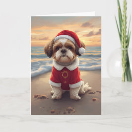 Sandy Paws & Holiday Cheer – Little Beach Santa Karte