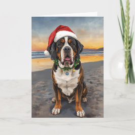 Sandy Paws & Holiday Claus - St. Bernard Weihnacht Karte