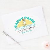 Sandy Paws Pet Business Logo Ovaler Aufkleber (Umschlag)
