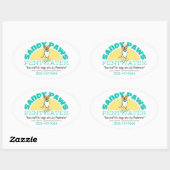 Sandy Paws Pet Business Logo Ovaler Aufkleber (Blatt)