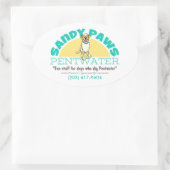 Sandy Paws Pet Business Logo Ovaler Aufkleber (Tasche)