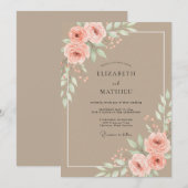 Sandy Peach Petal Hochzeit Einladung (Vorne/Hinten)