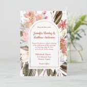 Sandy Peach Terracotta Gold Rustikale Hochzeit I Einladung (Stehend Vorderseite)