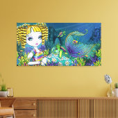 "Sandy" Rainbow Mermaid Wrapped Canvas Print Leinwanddruck (Insitu (Wohnzimmer))
