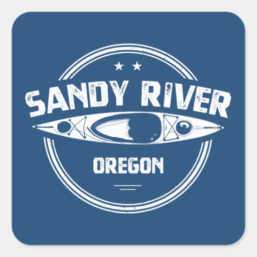 Sandy River Oregon Kayaking Quadratischer Aufkleber (Vorderseite)