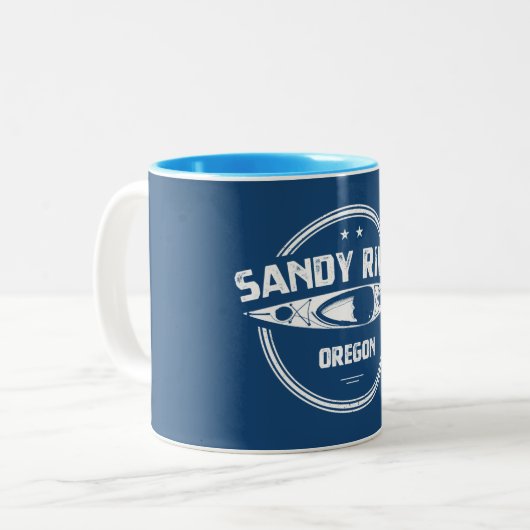 Sandy River Oregon Kayaking Zweifarbige Tasse (Vorderseite Links)