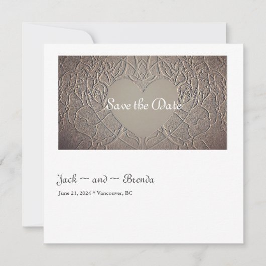 Sandy Rose mit Herz Save The Date (Vorderseite)