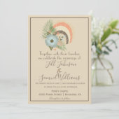 Sandy Seashell Coastal Wedding Einladung (Stehend Vorderseite)