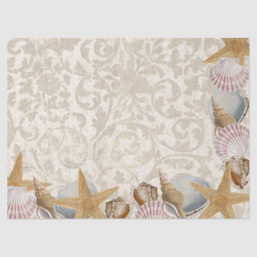 Sandy Seashell Starfish Decoupage Corner Seidenpapier (Vorderseite)