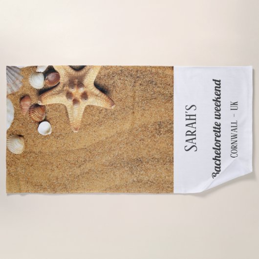 Sandy Seashells Bachelorette Weekend Handtuch (Vorderseite)