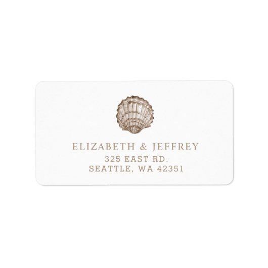 Sandy Seashells Marine Ocean Beach Wedding Adressaufkleber (Vorne)