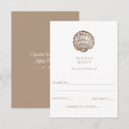 Sandy Seashells Marine Ocean Beach Wedding RSVP Karte