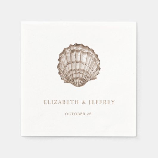 Sandy Seashells Marine Ocean Beach Wedding Serviette (Vorderseite)