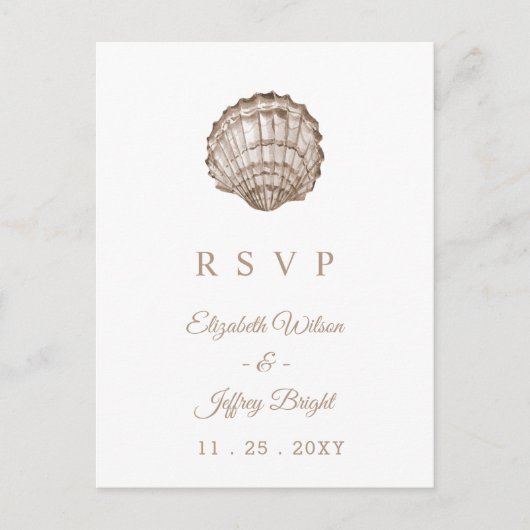 Sandy Seashells Marine Ocean Beach Wedding UAWG Einladungspostkarte (Vorderseite)