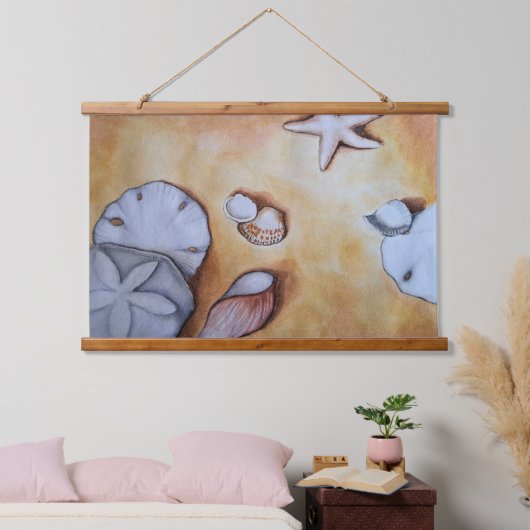 Sandy Seashells  Wandteppich Mit Holzrahmen (Schlafzimmer)