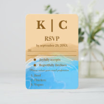 Sandy Shore Aquarell-Hochzeits-RSVP-Karte