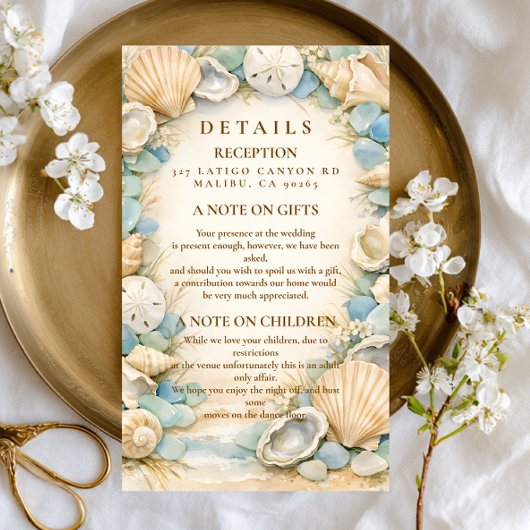 Sandy Shore Seashell Wedding RSVP Karte