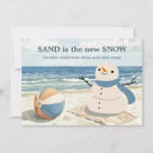 Sandy Snowman Beach Scene Holiday Moving Ankündigung (Vorderseite)