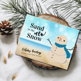 Sandy Snowman Beach Scene neue Adresse Feiertagspostkarte