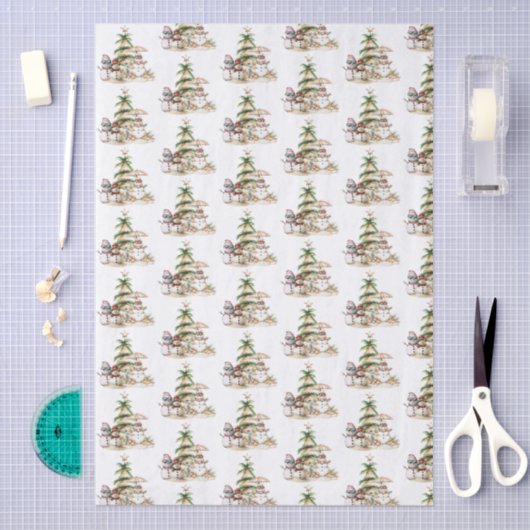 Sandy Snowmen Weihnachts-Ansammlung Muster Seidenpapier (Handwerk)
