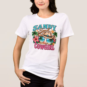 Sandy Soul Cowgirl Western Strandhutdesign Tri-Blend Shirt