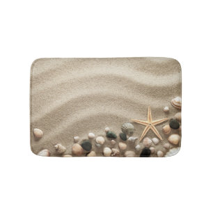 Sandy-Strand-Hintergrund mit Muscheln und Starfish Badematte